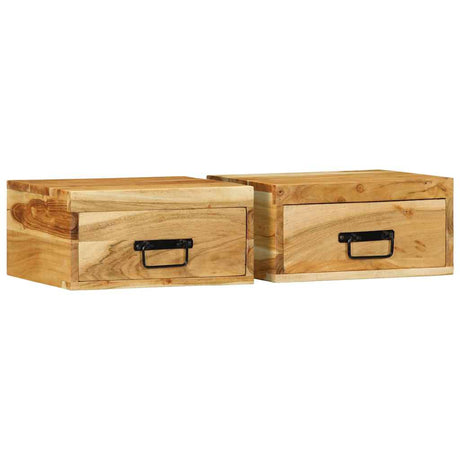 Wall-Mounted Bedside Cabinets 2 Pcs Solid Wood Acacia