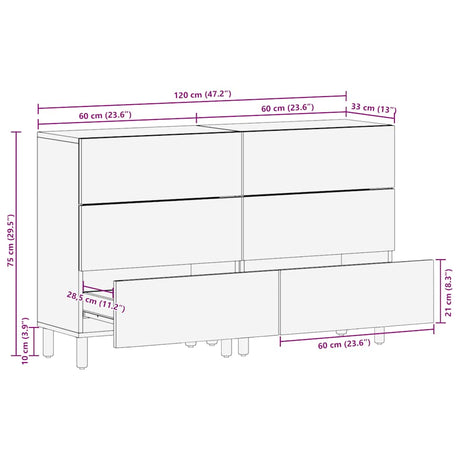 Sideboards 2 Pcs Solid Wood Mango