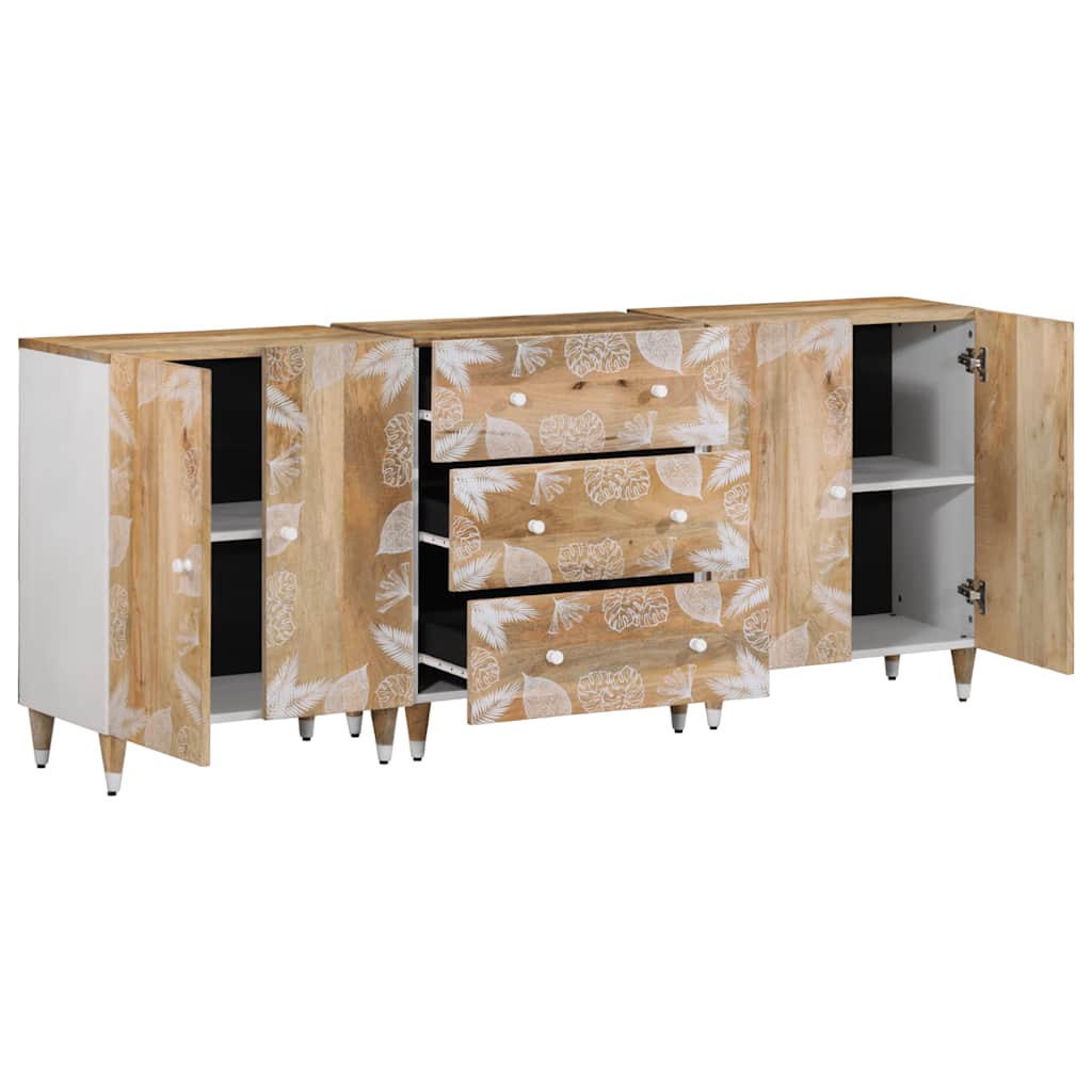 Sideboards 3 Pcs 60X33.5X75 Cm Solid Wood Mango