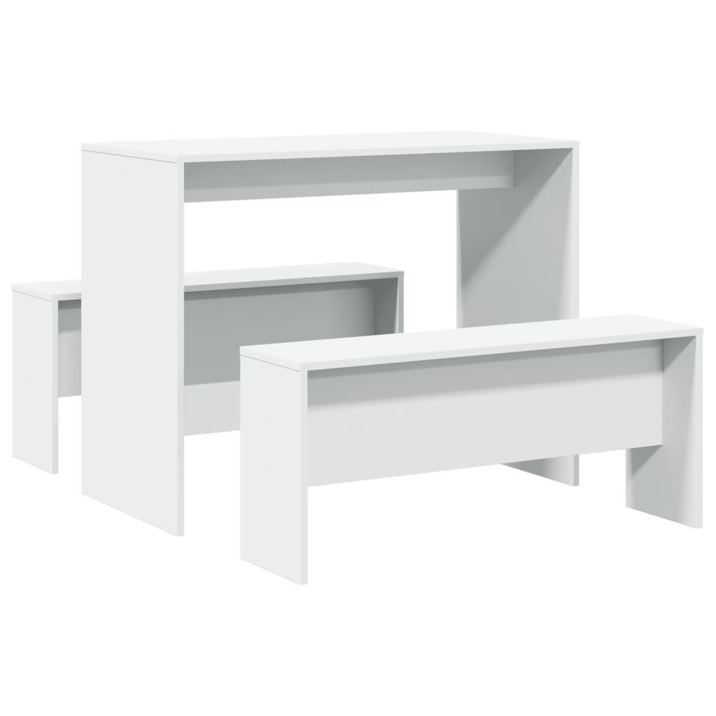 3 Piece Dining Table And Bench Set Engineered Wood