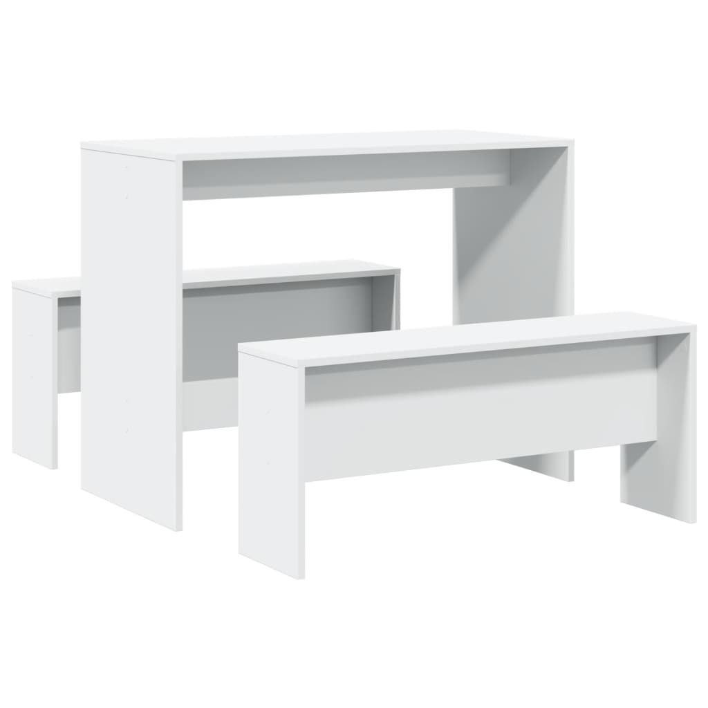 3 Piece Dining Table And Bench Set Engineered Wood