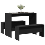 3 Piece Dining Table And Bench Set Engineered Wood
