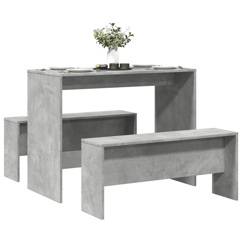 3 Piece Dining Table And Bench Set Engineered Wood