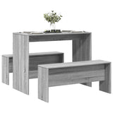 3 Piece Dining Table And Bench Set Engineered Wood