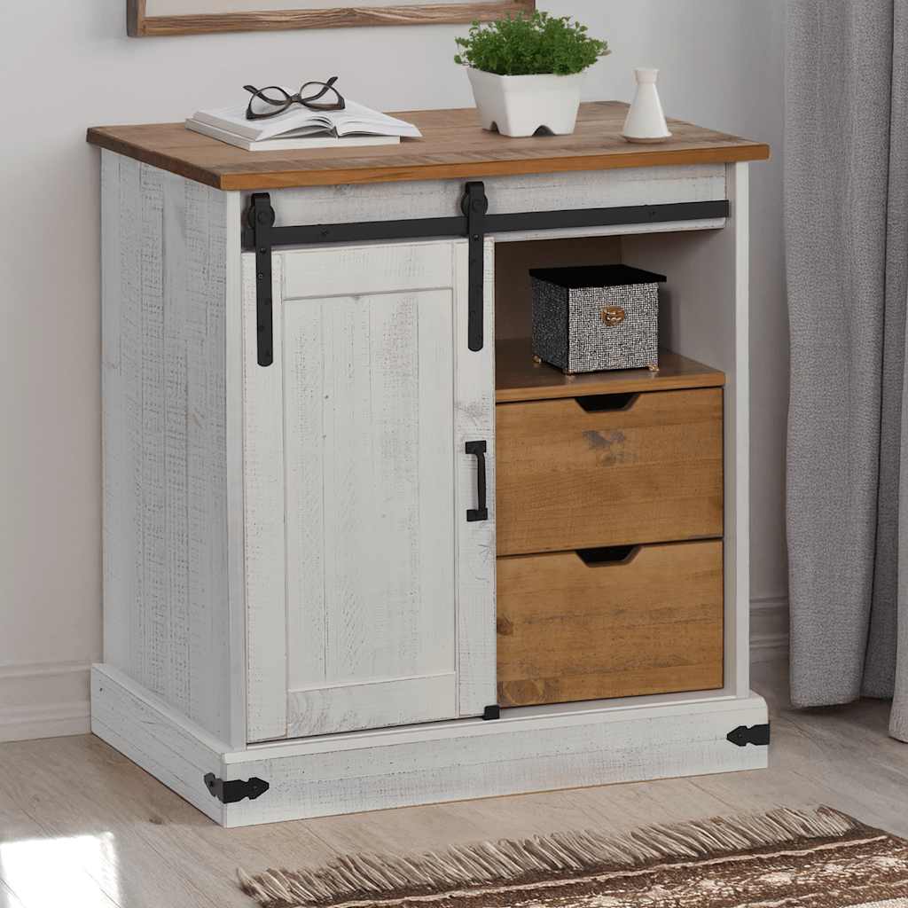 Sideboard Halden With Sliding Door 80X40X80 Cm Solid Wood