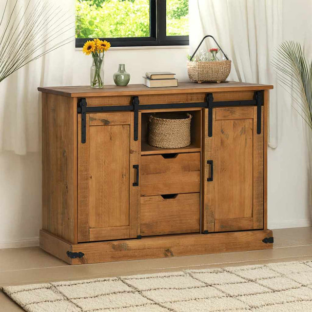 Sideboard Halden 2 Sliding Doors 112X40X80 Cm Solid Wood