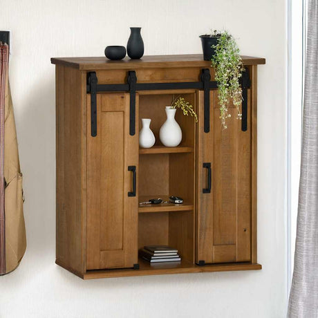 Hanging Cabinet Halden 2 Sliding Doors 75X22.5X70 Cm Pine