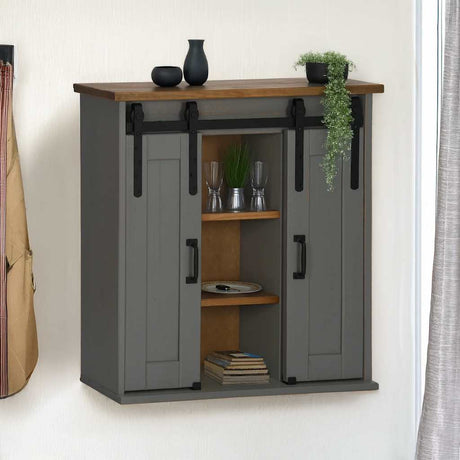 Hanging Cabinet Halden 2 Sliding Doors 75X22.5X70 Cm Pine