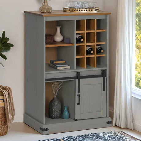 Wine Cabinet Halden With Wine Racks And Sliding Door Pine