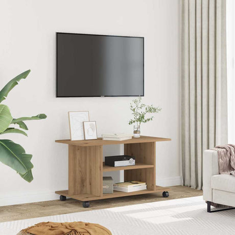 Tv Cabinet With Castors 80X40X45 Cm Engineered Wood