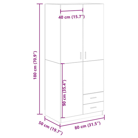 Wardrobe Artisian Oak 80X52X180 Cm Engineered Wood