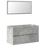 Bathroom Cabinet With Mirror Concrete Grey Engineered Wood