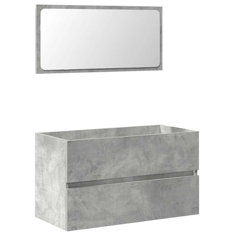 Bathroom Cabinet With Mirror Concrete Grey Engineered Wood