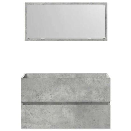 Bathroom Cabinet With Mirror Concrete Grey Engineered Wood