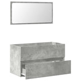 Bathroom Cabinet With Mirror Concrete Grey Engineered Wood
