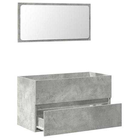 Bathroom Cabinet With Mirror Concrete Grey Engineered Wood