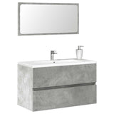 Bathroom Cabinet With Mirror Concrete Grey Engineered Wood