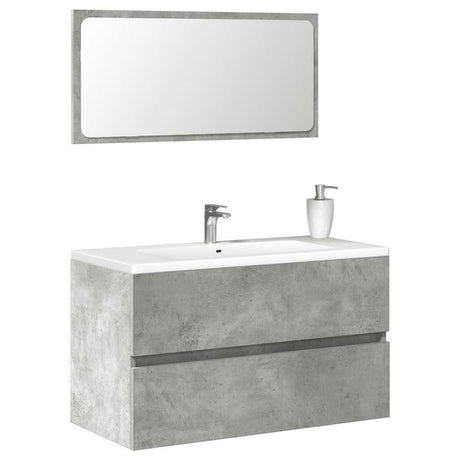 Bathroom Cabinet With Mirror Concrete Grey Engineered Wood