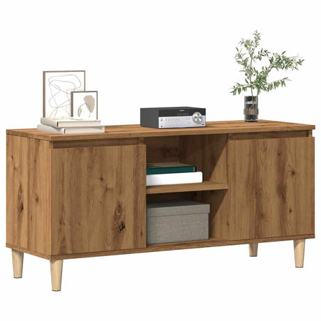 Tv Cabinet & Solid Wood Legs 103.5X35X50 Cm