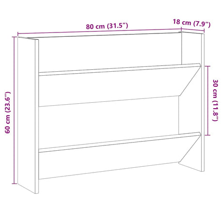 Wall Shoe Cabinet 80X18X Engineered Wood Artisan Oak