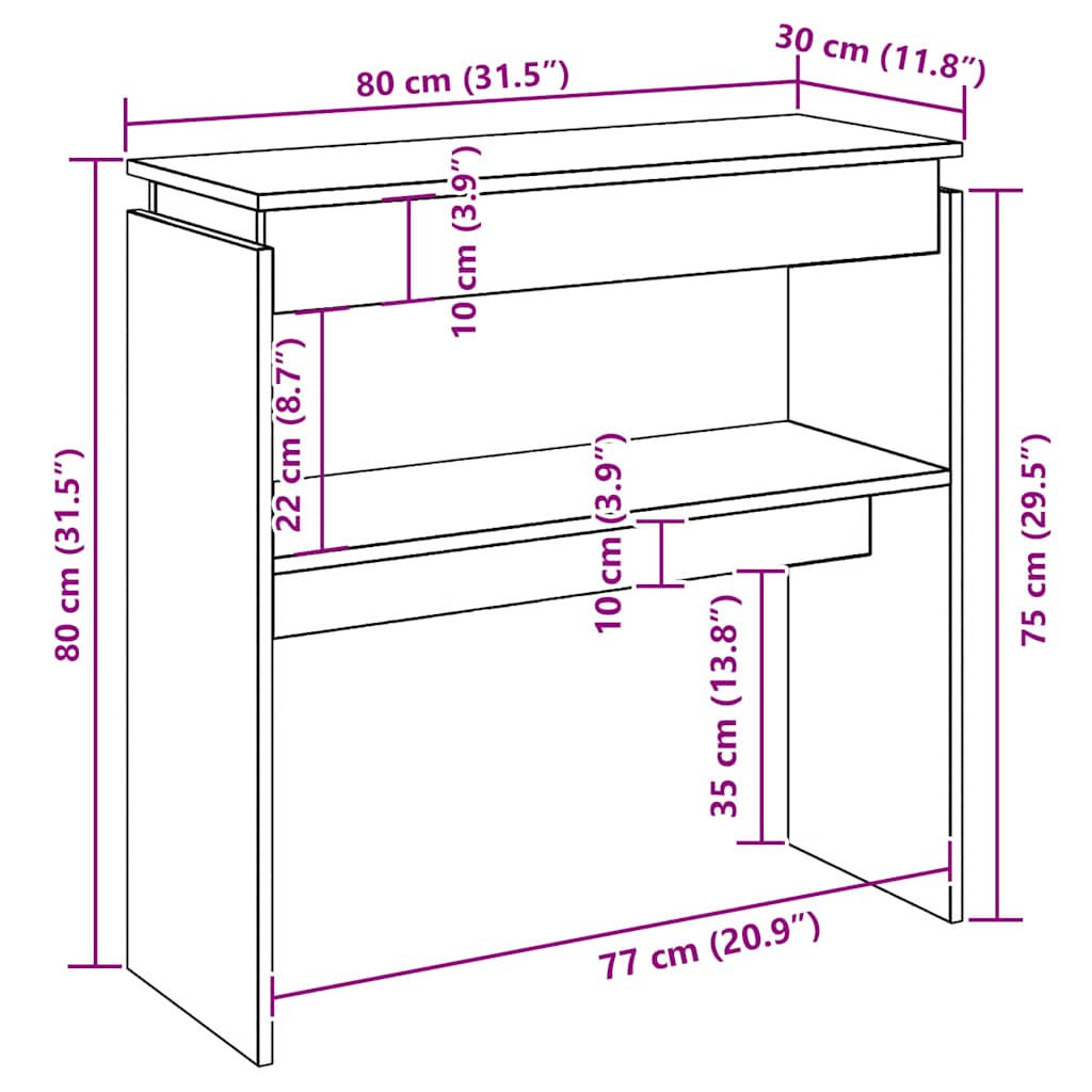 Console Table Old Wood 80x30x80 cm Engineered Wood