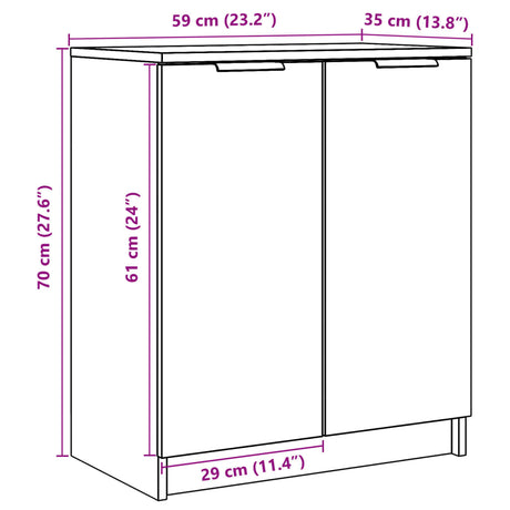 Shoe Cabinet Old Wood 59X35X70 Cm Engineered Wood