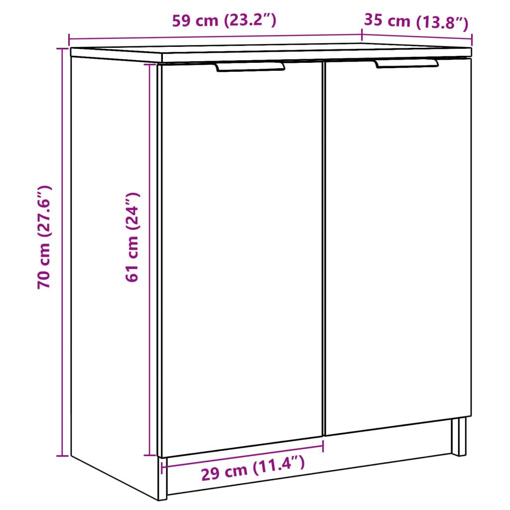Shoe Cabinet Artisian Oak 59X35X70 Cm Engineered Wood