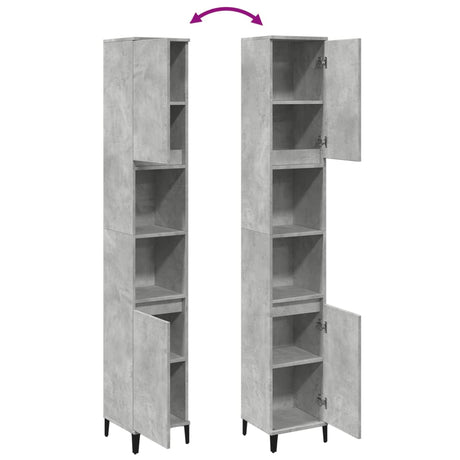 Bathroom Cabinet Concrete Grey 30X30X190 Cm Engineered Wood