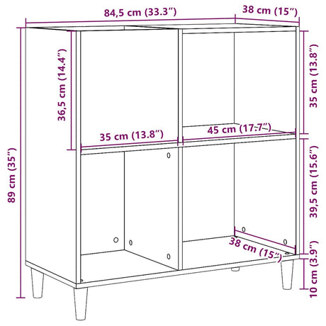 Record Cabinet Old Wood 84.5X38X89 Cm Engineered Wood
