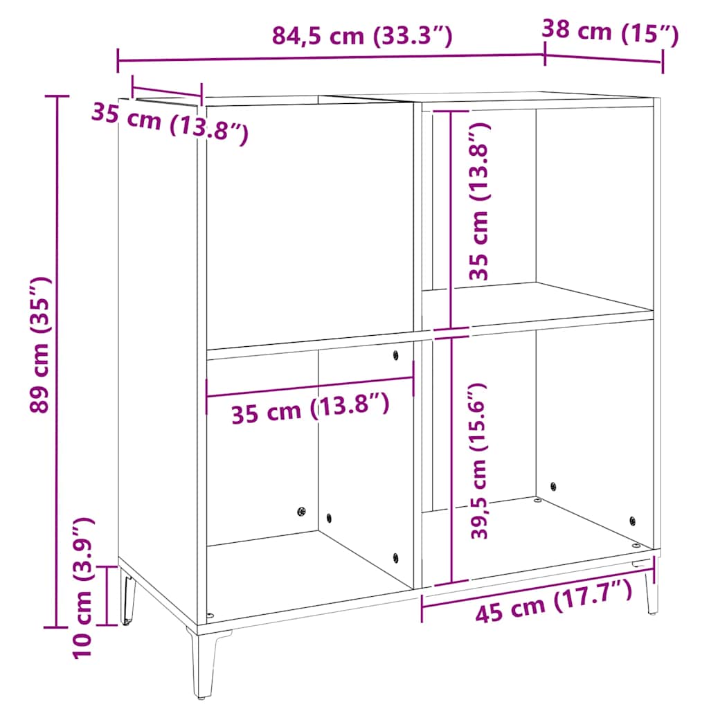 Record Cabinet Artisan Oak 84.5X38X89 Cm Engineered Wood