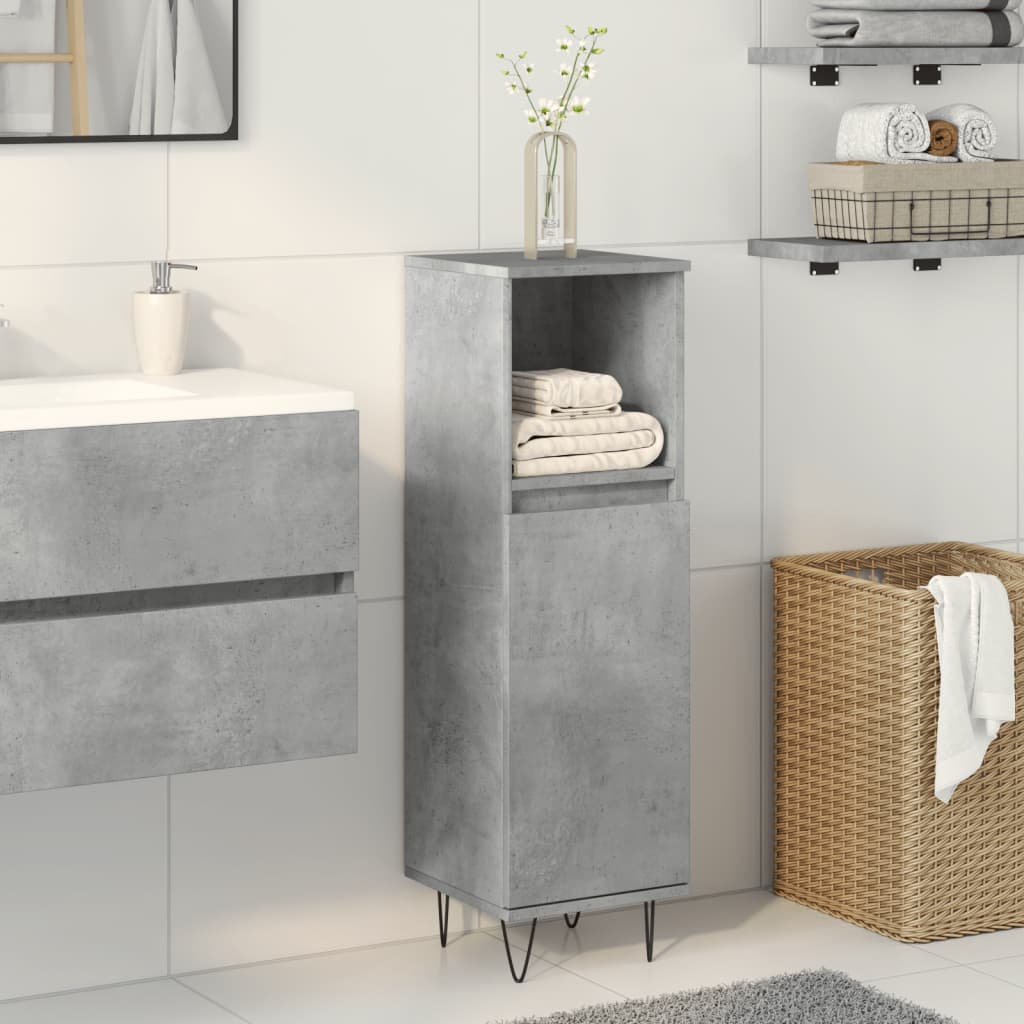 Bathroom Cabinet Concrete Grey 30X30X100 Cm Engineered Wood
