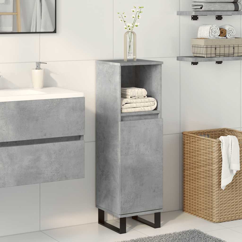 Bathroom Cabinet Concrete Grey 30X30X100 Cm Engineered Wood