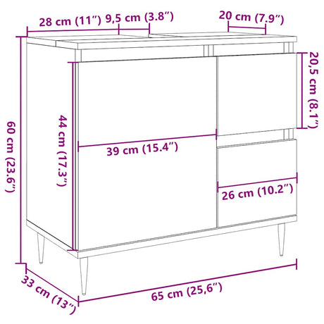 Bathroom Cabinet Concrete Grey 65X33X60 Cm Engineered Wood