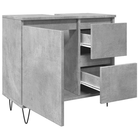Sink Cabinet Concrete Oak 65X33X60 Cm Engineered Wood