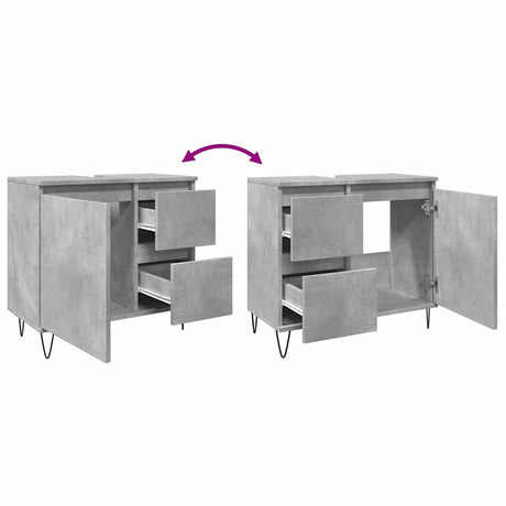 Sink Cabinet Concrete Oak 65X33X60 Cm Engineered Wood