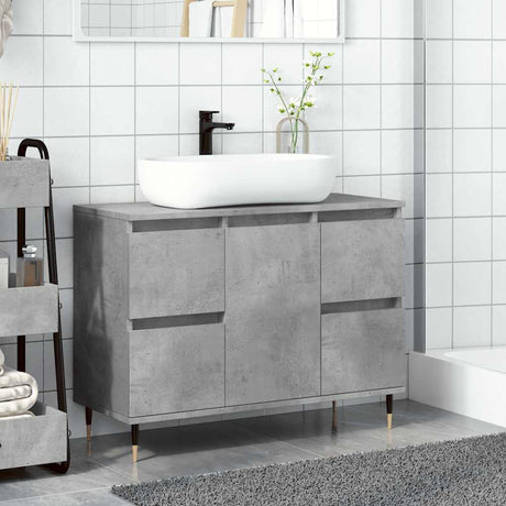 Bathroom Cabinet Concrete Grey 80X33X60 Cm Engineered Wood