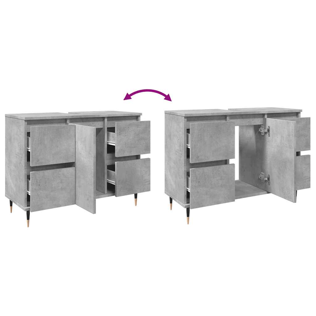 Bathroom Cabinet Concrete Grey 80X33X60 Cm Engineered Wood