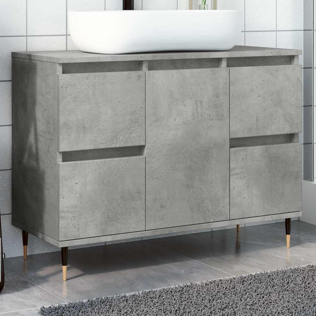 Bathroom Cabinet Concrete Grey 80X33X60 Cm Engineered Wood