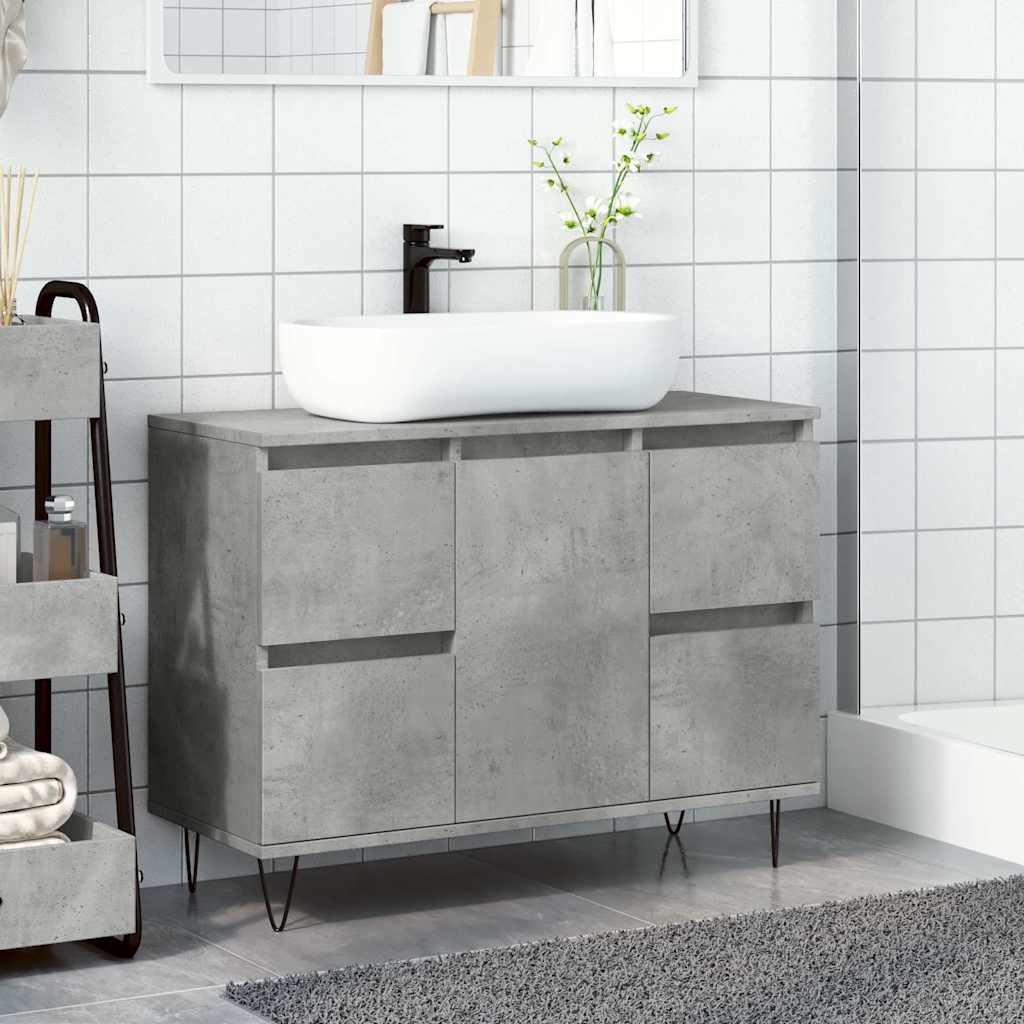 Bathroom Cabinet Concrete Grey 80X33X60 Cm Engineered Wood