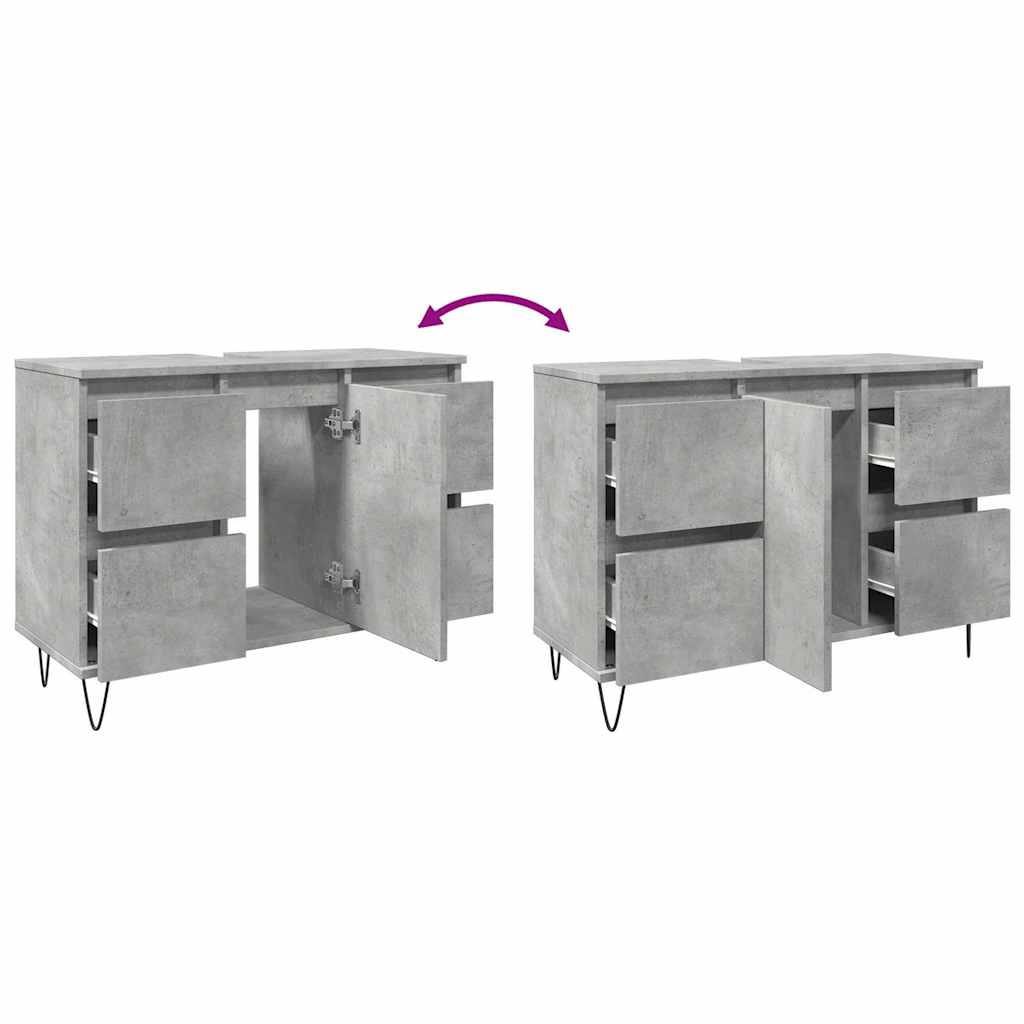 Bathroom Cabinet Concrete Grey 80X33X60 Cm Engineered Wood