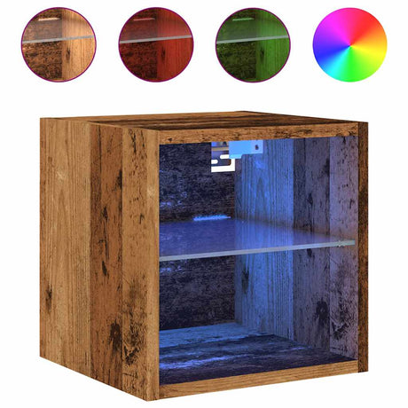 Tv Wall Cabinet With Led Lights 30X28.5X Old Wood