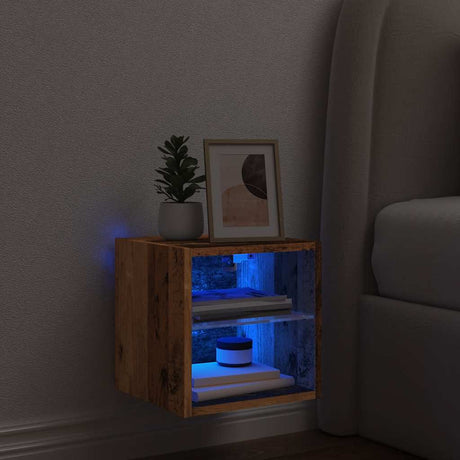 Tv Wall Cabinet With Led Lights 30X28.5X Old Wood