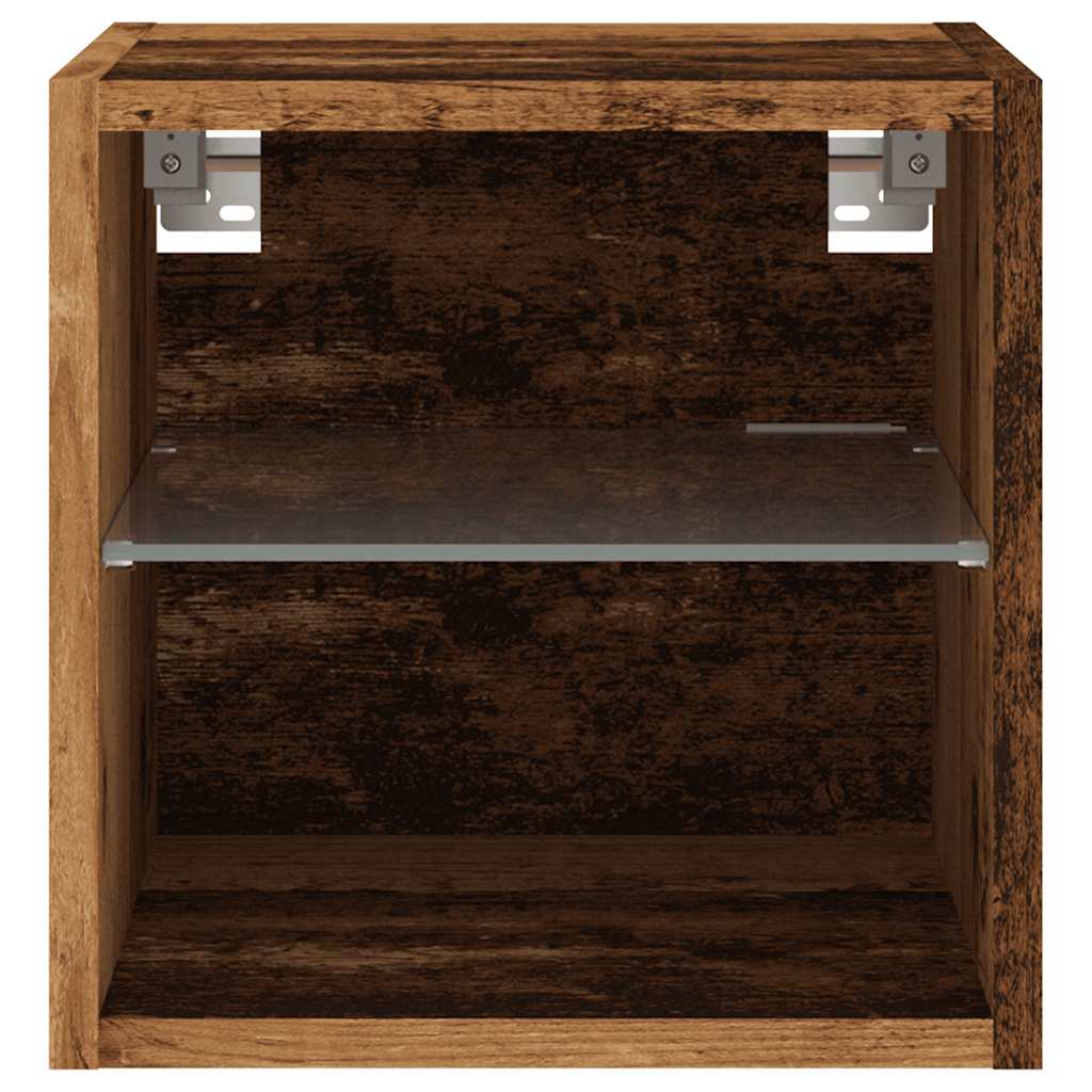 Tv Wall Cabinet With Led Lights 30X28.5X Old Wood