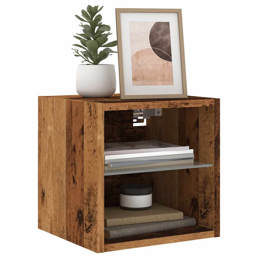 Tv Wall Cabinet With Led Lights 30X28.5X Old Wood