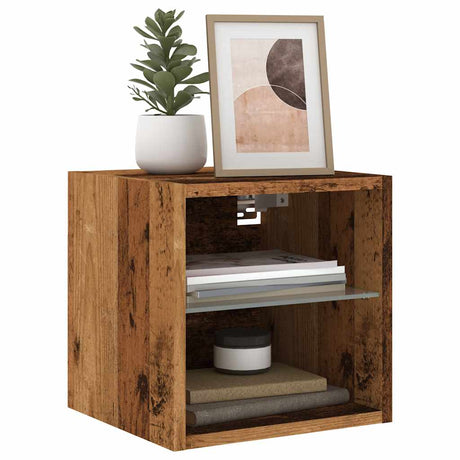 Tv Wall Cabinet With Led Lights 30X28.5X Old Wood