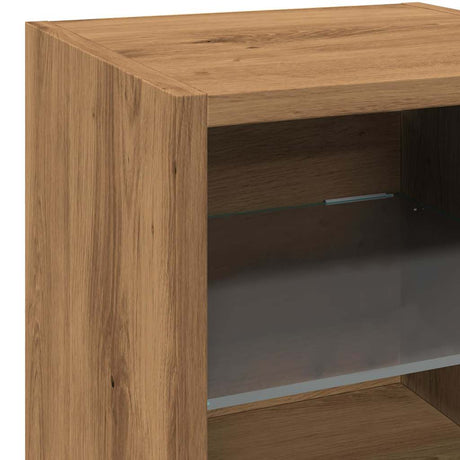 Tv Wall Cabinet With Led Lights 30X28.5X Artisan Oak