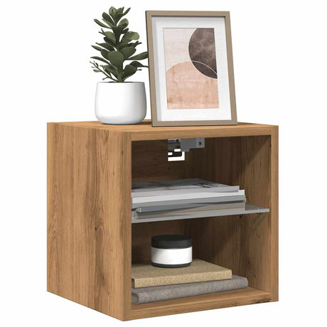 Tv Wall Cabinet With Led Lights 30X28.5X Artisan Oak