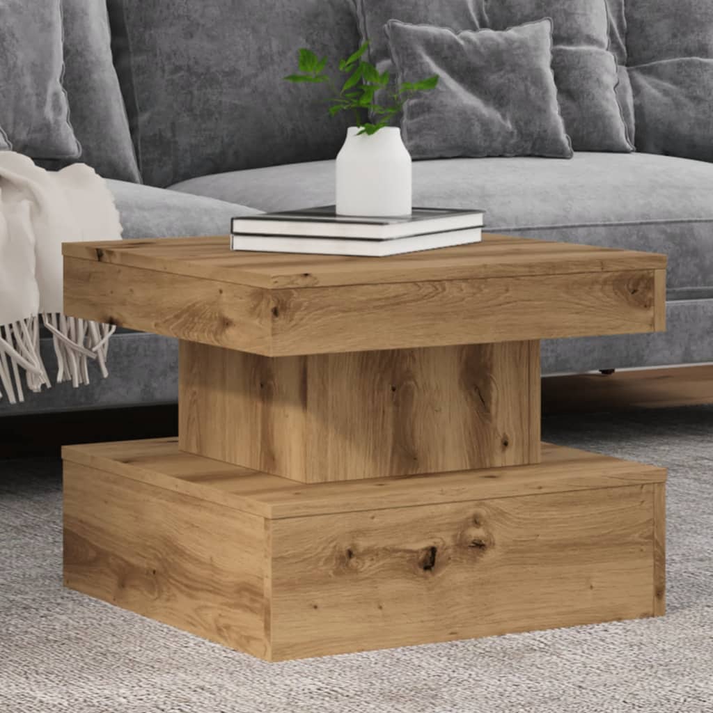 Coffee Table With Led Lights 90X50X40 Cm