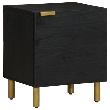 Bedside Cabinet 2 Pcs Black 40X33X46 Cm Solid Wood Mango