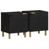 Bedside Cabinet 2 Pcs Black 40X33X46 Cm Solid Wood Mango